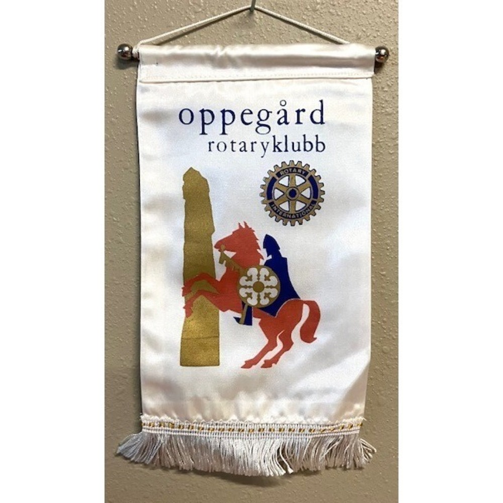 VINTAGE Rotary International Club wall Banner Flag OPPEGARD ROTARY KLUBB